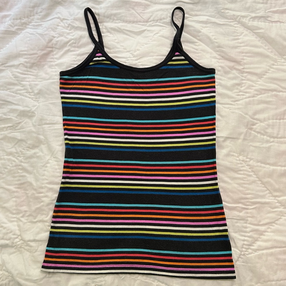 Vintage Ocean Pacific Tank Top cami rainbow stripe Womens M Retro Y2K 90s